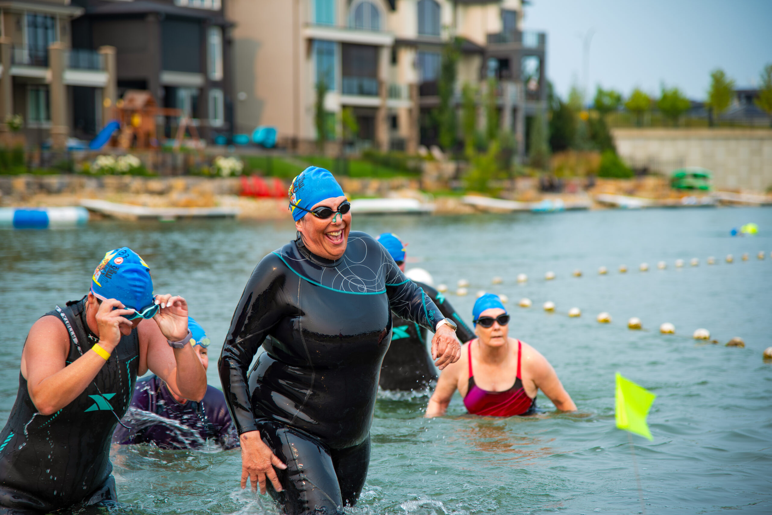 Volunteers assisting during the Beach 2 Beach open water swim