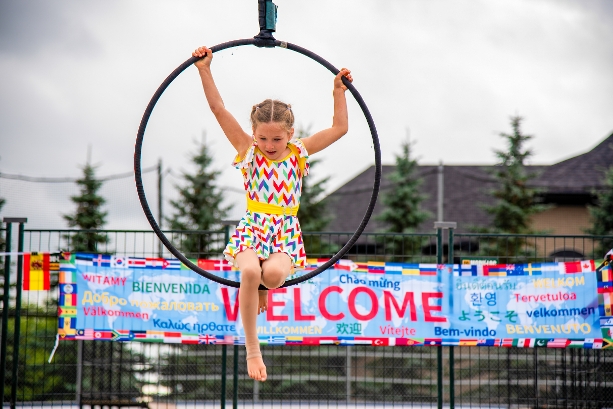 Enlair Academy Ariels performing aerial silks