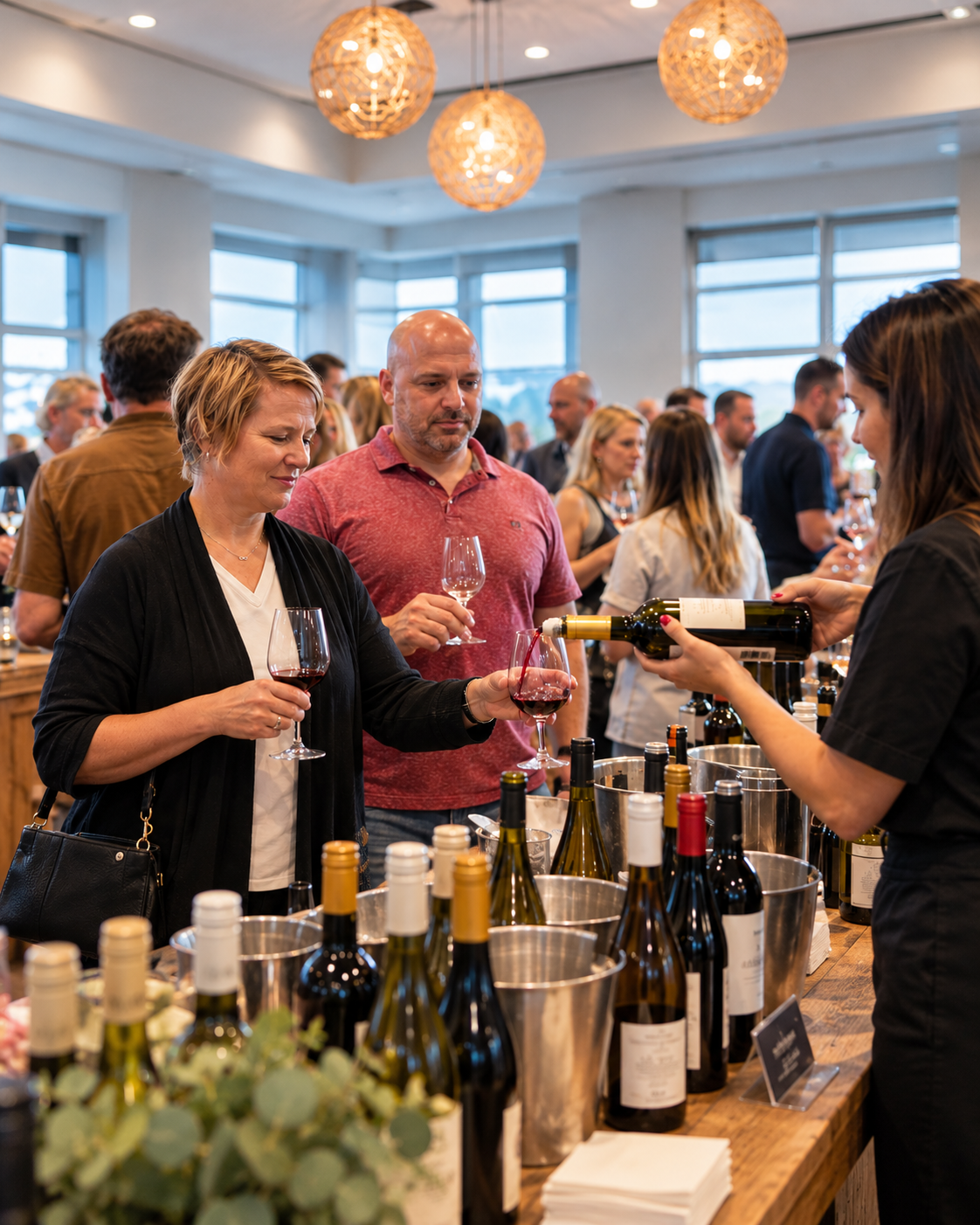 Guests sampling wine at the festival